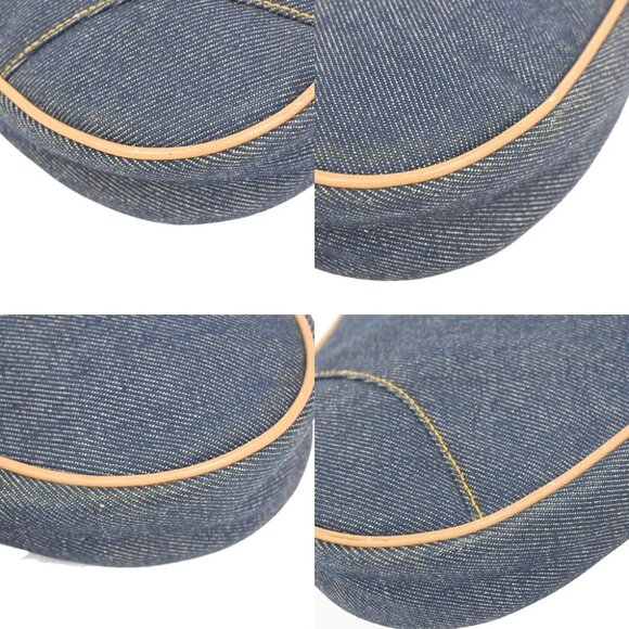 CHRISTIAN DIOR Logo Saddle Shoulder Bag Canvas Denim Canvas Leather Blue - Picture 7 of 15